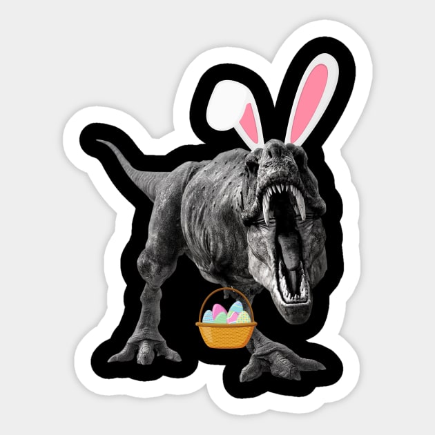 Easter T-Rex Bunny Ears Easter Basket Sticker by Kristalclick 